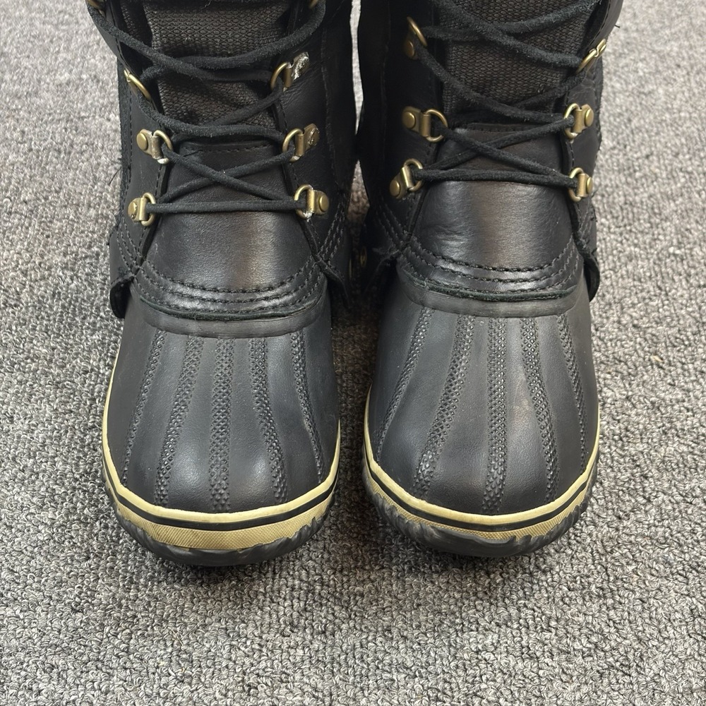 Sorel Conquest Carly Women's Size 10 Tall Lace Up Boots Black Leather Waterproof - Picture 3 of 14